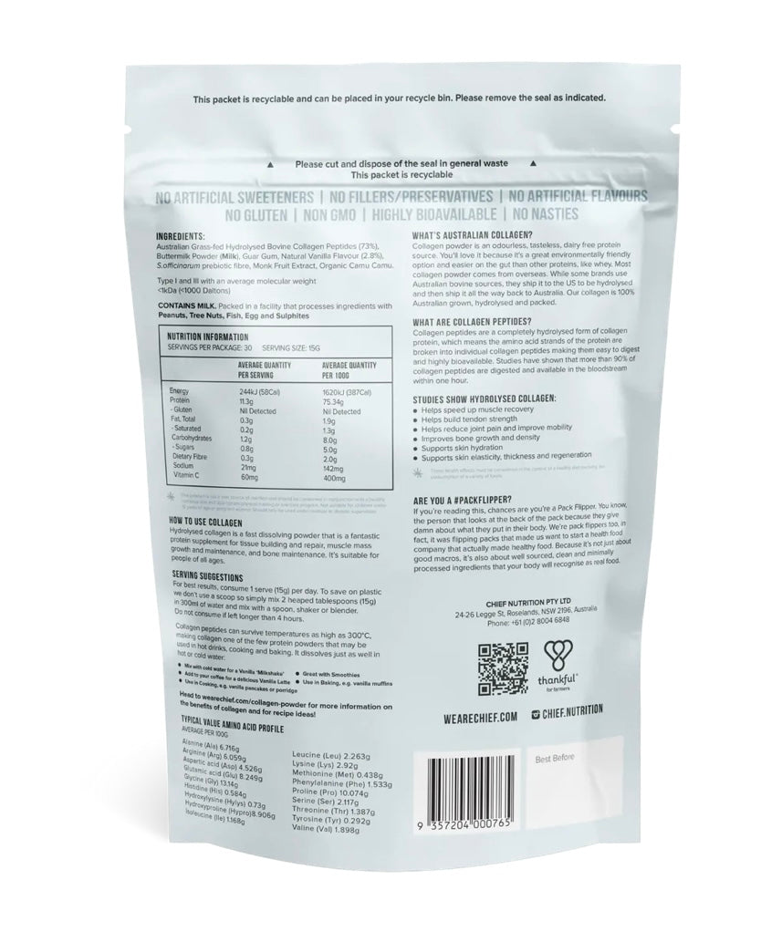 Chief - Grass-fed Collagen Protein Powder - Creamy Vanilla