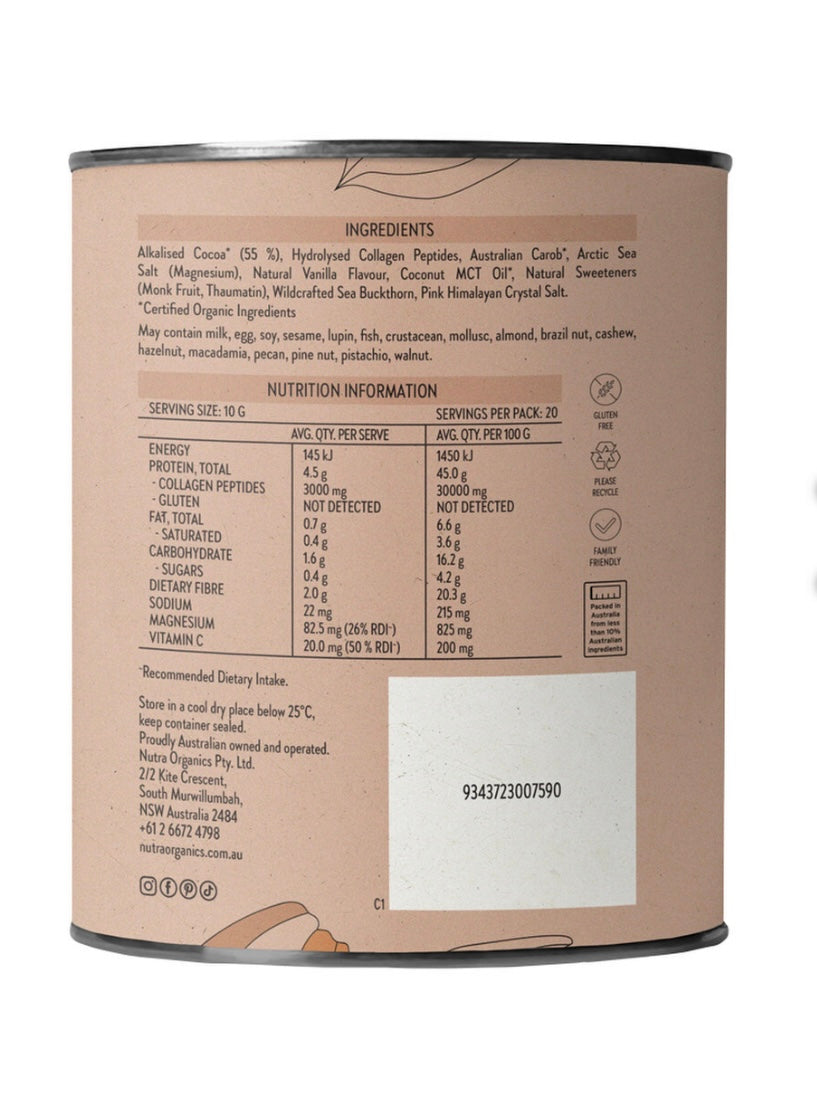 Nutra Organics Collagen Hot Chocolate 200g